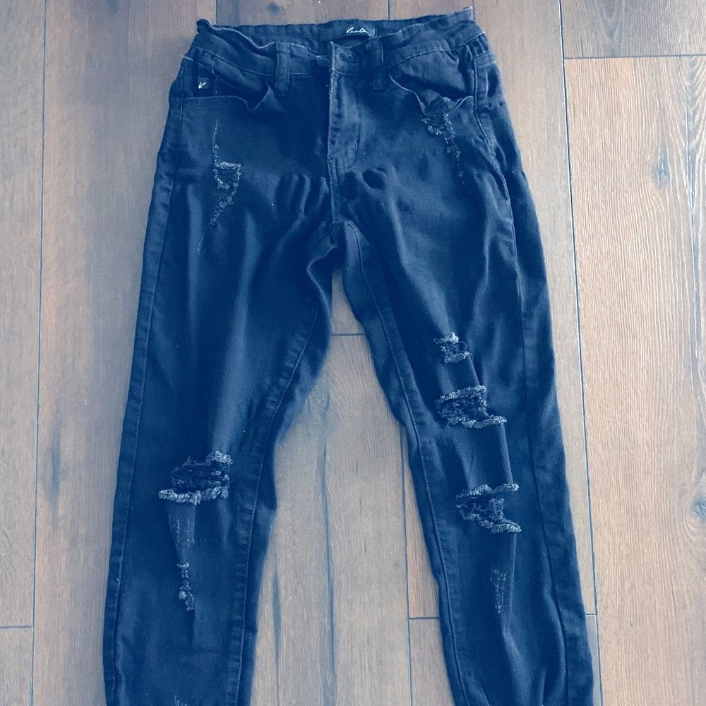 KanCan Black Distressed Stretch Jeans 3 25w